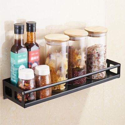 IMPREC Kitchen Wall Spice RackSpice Rack Wall Mount Spice Rack Organizer for Cabinets Storage Organizer for Cupboard for Bathroom Cupboard (Color : Black, Size : 40x12.5x5cm)