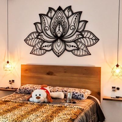 3D Metal Mandala Lotus Flower Bedroom Wall Decor, Living Room , Wall Hangings, Home Decor, Spiritual Wall Art (27 x 17/68 x 44 cm)