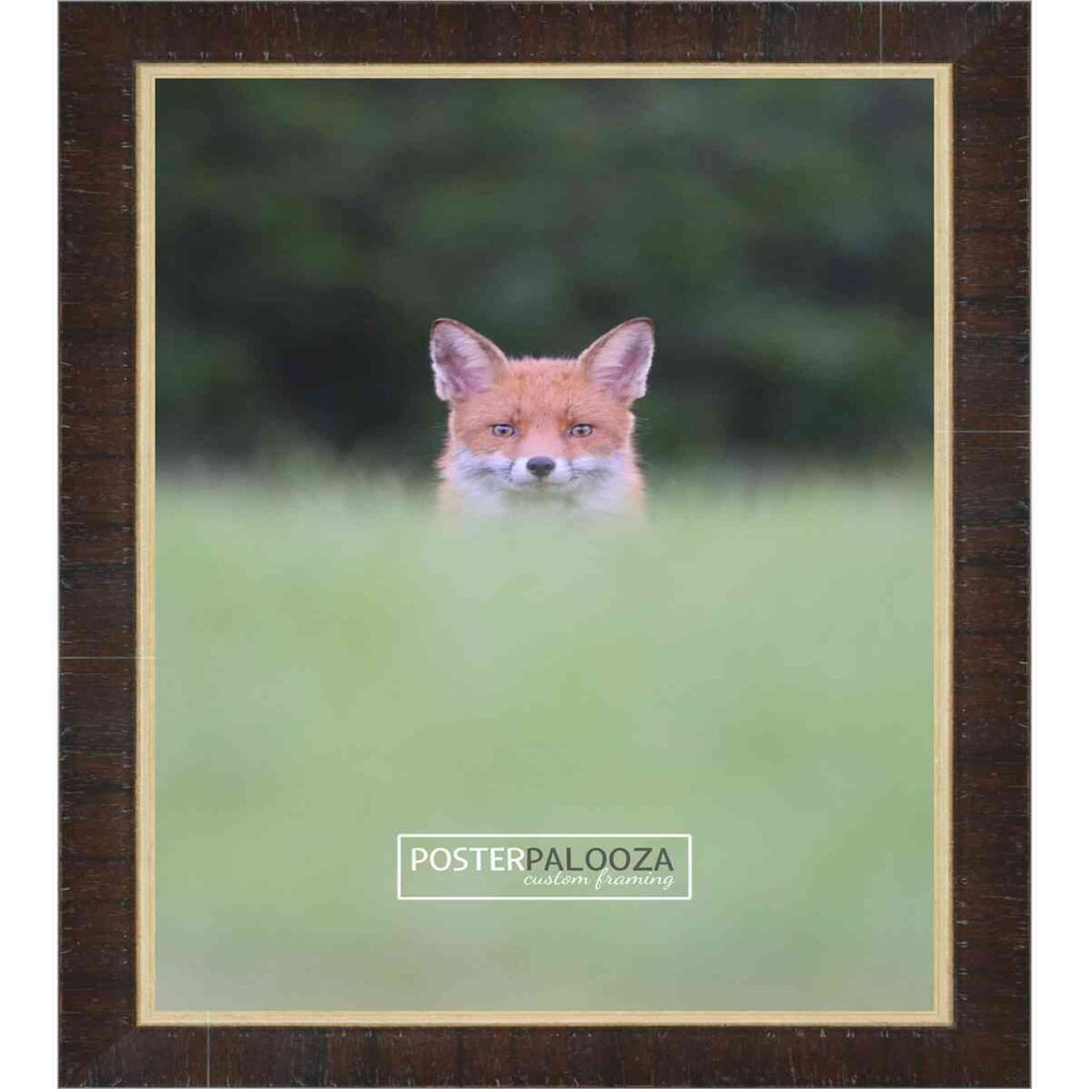 Poster Palooza 11x20 Contemporary Walnut Complete Wood Picture Frame with UV Acrylic Plexiglass, Foam Board Backing & Hardware Included
