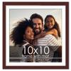 10x10 Frame with Mat - Brown 13x13 Frame Wood Made to Display Print or Poster Measuring 10 x 10 Inches with White Photo Mat view 1