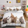 Roadchoice Easter Twin Duvet Cover Five Rabbits Twin Comforter Cover Kids Duvet Cover with Zipper Closure Breathable Soft Friendly Microfiber Duvet Cover 68"x 90" + 2 Pillow Shams 20"x 26" view 1