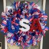 USA American Flag Patriotic 4th of July BLING Deco Mesh Front Door Wreath Home Holiday Decor Funky Fun Festive Summer Birthday Party Decor Indoor Outdoor view 1