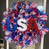 USA American Flag Patriotic 4th of July BLING Deco Mesh Front Door Wreath Home Holiday Decor Funky Fun Festive Summer Birthday Party Decor Indoor Outdoor view 2