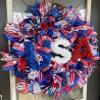 USA American Flag Patriotic 4th of July BLING Deco Mesh Front Door Wreath Home Holiday Decor Funky Fun Festive Summer Birthday Party Decor Indoor Outdoor view 3