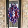 USA American Flag Patriotic 4th of July BLING Deco Mesh Front Door Wreath Home Holiday Decor Funky Fun Festive Summer Birthday Party Decor Indoor Outdoor view 4