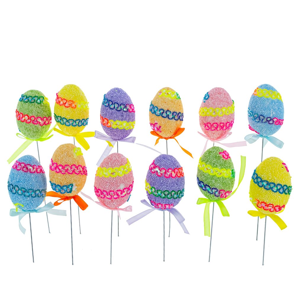 BestPysanky Set of 12 Colorful Easter Egg Picks