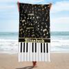 XIUCOO Black Gold Music Note Personalized Beach Towel with Name Custom Microfiber Pool Towels Yoga Mat Blanket 30 x 60 inch view 2