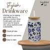 16oz Frosted Glass With Bamboo Lid and Plastic Straw - Floral Design (Blue Flower #1, 16oz) view 3