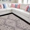 8' X 10' Gray Ivory And Blue Wool Geometric Dhurrie Flatweave Handmade Area Rug With Fringe view 2