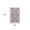8' X 10' Gray Ivory And Blue Wool Geometric Dhurrie Flatweave Handmade Area Rug With Fringe view 3