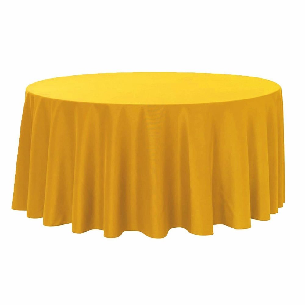 132 Inch Round Polyester Tablecloths for Weddings and Parties (Gold)