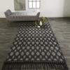 4' X 6' Black And Ivory Wool Geometric Hand Woven Area Rug With Fringe view 1