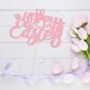 1Pc Happy Easter Cake Topper Pink Glitter Rabbit Carrot Cake Food Pick Bunny Cake Decorations for Happy Easter Themed Baby Shower Kids Birthday Party Supplies view 4