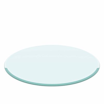 28" Inch Round Tempered Glass Table Top Clear Glass 3/8 "Thick Beveled Polished Edge (3/8 "Thick Beveled Polished Edge, 28)