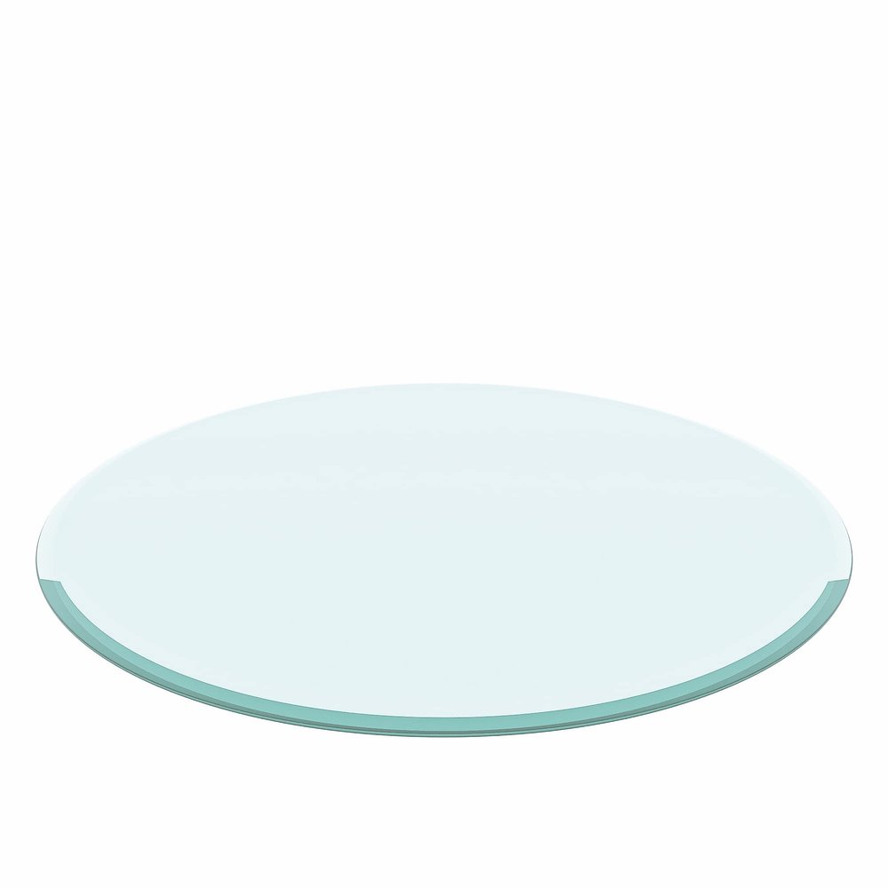 28" Inch Round Tempered Glass Table Top Clear Glass 3/8 "Thick Beveled Polished Edge (3/8 "Thick Beveled Polished Edge, 28)