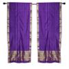 2 Lined Boho Purple Indian Sari Curtains Rod Pocket Window Drapes -43W x 63L view 1