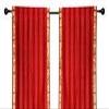 2 Lined Boho Red Indian Sari Curtains Rod Pocket Window Drapes -43W x 96L view 2