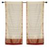 2 Lined Cream Bohemian Indian Sari Curtains Rod Pocket Living Room -43W x 108L view 1