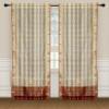 2 Lined Cream Bohemian Indian Sari Curtains Rod Pocket Living Room -43W x 108L view 2