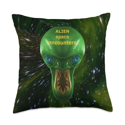 alien space encounter, stars of the universe, spooky horror Throw Pillow