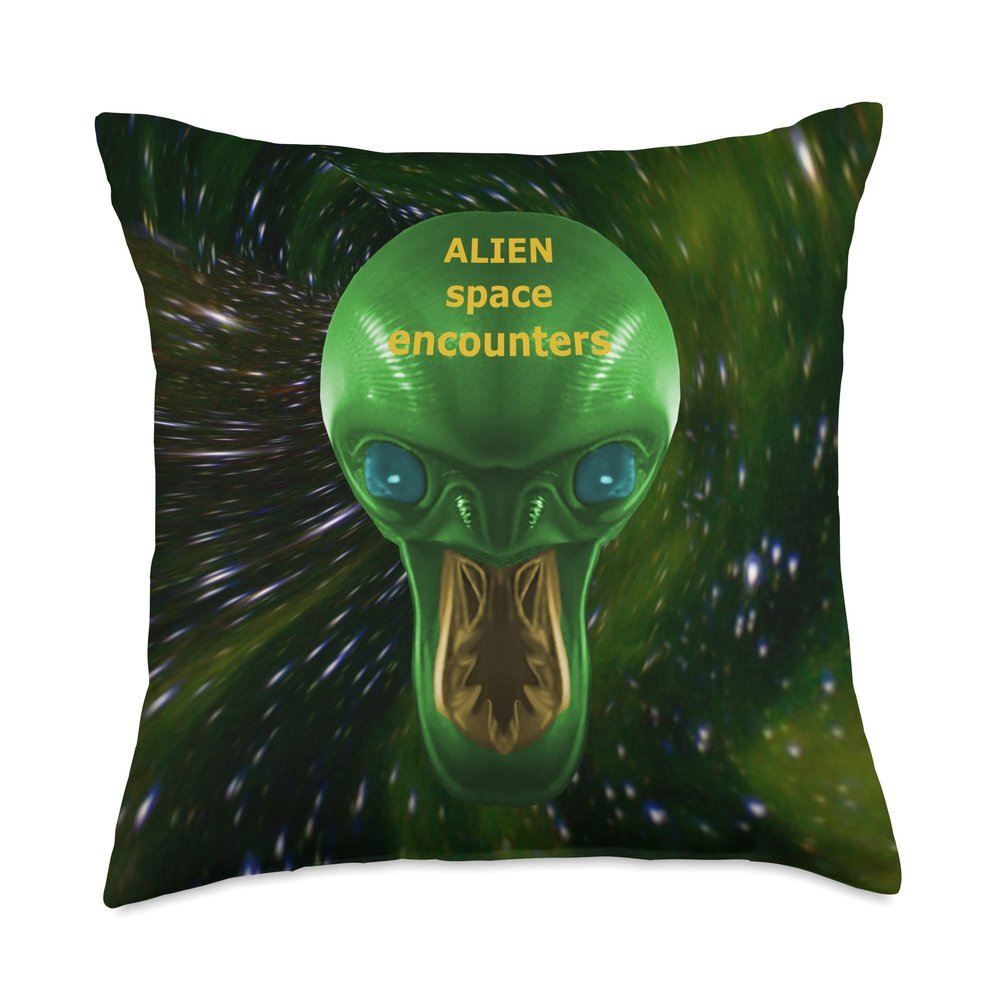 alien space encounter, stars of the universe, spooky horror Throw Pillow