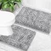 Yimobra Bathroom Rugs Sets 2 Piece, Soft Absorbent Bath Mat and U-Shaped Toilet Rug with Non Slip Backing, Luxury Shaggy Bath Mats for Bathroom, Machine Washable, 31.5"x20"+24"x20", Light Grey view 1