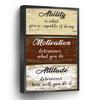 Ability Motivation Attitude Canvas Print Inspirational Quote Wall Art Poster Farmhouse Plaque For Home Office School Wall Decor Framed Artwork(Metal Framed 16" X 20") view 1
