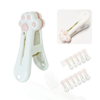 Plastic Clothespins Laundry Clothes Pins-12 Pack, Traceless Clothes Pegs, Bag Clips, Food Package Clip, with Cute Cat Claw Pattern