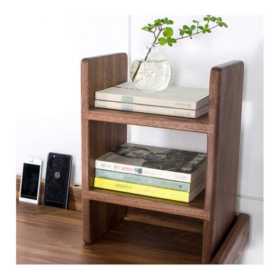 Bookshelf 2-Tier Wood Bookshelf Storage Shelf Desktop Organizer Office Storage Rack Free Style H Wood Display Shelf L 30cmD 18cmH 40cm Bookcases (Color : Black Walnut)
