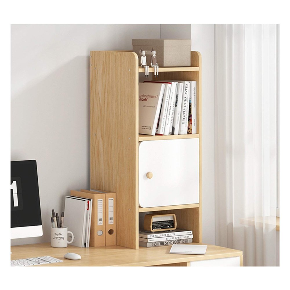 SUNESA Bookshelf Counter Top Bookcase 3-Tier Wood Bookshelf Save Space Countertop Storage Display Rack Desk OrganizerL 10.6"D 6.7"H 31.5" Bookcases (Color : Natural)