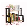 Bookshelf Simple 2-Tier Desktop Bookshelf Desktop Organizer Wrought Iron Office Storage Rack Spices Display Shelf Kitchen Supplies Organizer402242cmBlack Bookcases view 3