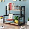 Bookshelf Simple 2-Tier Desktop Bookshelf Desktop Organizer Wrought Iron Office Storage Rack Spices Display Shelf Kitchen Supplies Organizer402242cmBlack Bookcases view 4