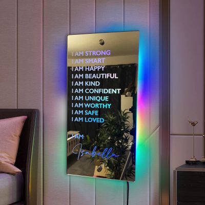 Personalised Name Affirmation Mirror Neon Sign, Custom Acrylic Positive Affirmations Wall for Kids Affirmations Hanging, Men Women Kids Inspirational Inspirational Positive Quotes Sayings Wall Decor