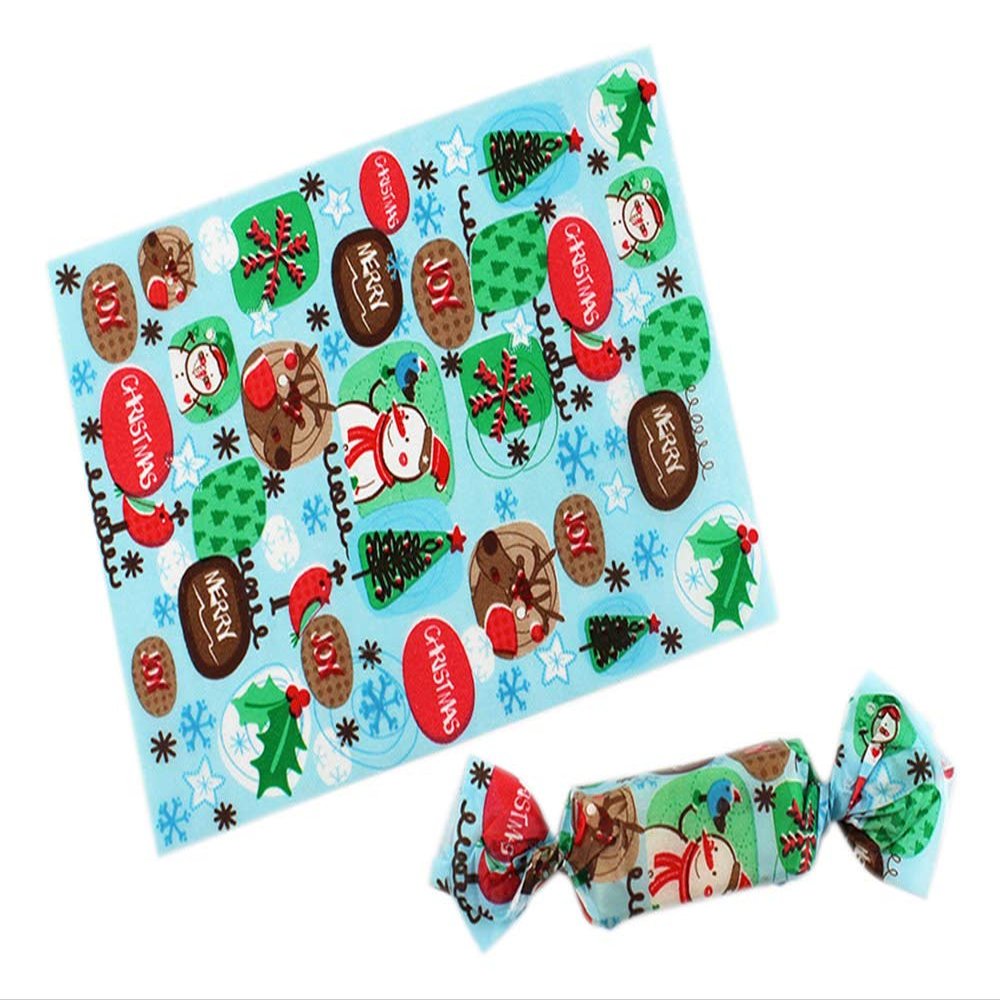 100PCS Twisting Candy Wrapping Papers for Homemade Sweets, 9x12.5cm, 3.5x4.9in, Christmas #01