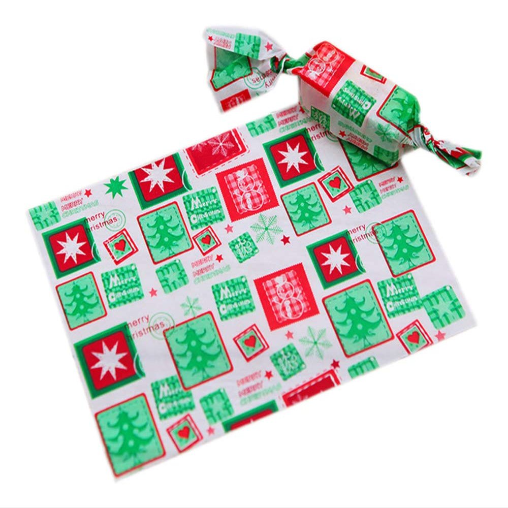 100PCS Twisting Candy Wrapping Papers for Homemade Sweets, 9x12.5cm, 3.5x4.9in, Christmas #03
