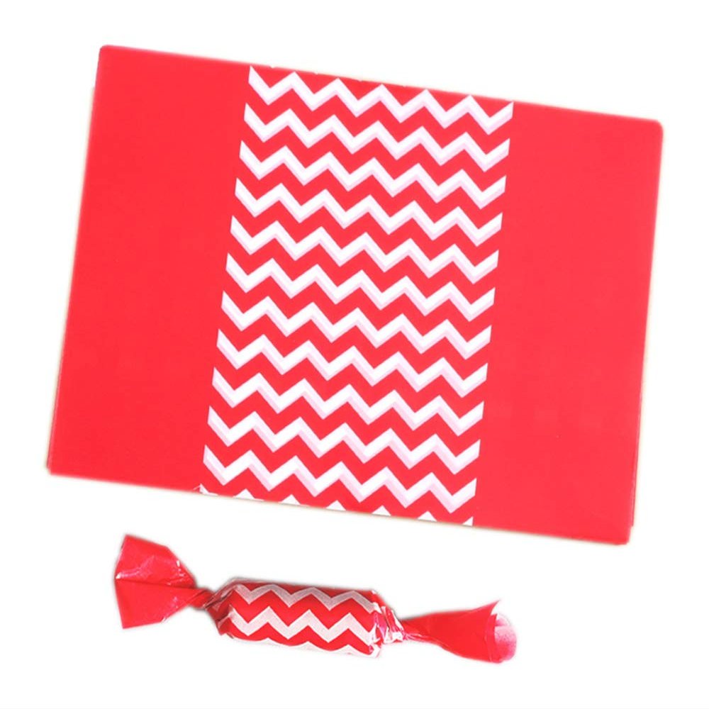 100PCS Twisting Candy Wrapping Papers for Homemade Sweets, 9x12.5cm, 3.5x4.9in, Wave, Red01