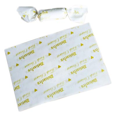 100PCS Twisting Candy Wrapping Papers for Homemade Sweets, 9x12.5cm, 3.5x4.9in, Word, Gold01