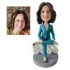Custom Bobblehead for Women, Personalized Lady Boss Figurine from Photo, Empowerment Gift for Women, Office Desk Decor, Boss Gift, Female Leader Retirement Gift in Blue Suit, Handmade Collectible view 3
