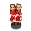 Custom Holiday Sister Bobblehead - Personalized Festive Figurine for Women, Made from Your Photo, Sister in Red Christmas Outfit, Handmade Clay Gift for Christmas Office Home Decor Collectible view 1
