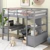 Quarte Versatile Wooden Twin Size Loft Bed with Built-in Desk and 3 Drawers,Storage Shelves and Guardrails,for Kids Boys Girls Teens Adults Bedroom Use (Gray@N) view 1