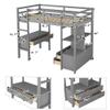 Quarte Versatile Wooden Twin Size Loft Bed with Built-in Desk and 3 Drawers,Storage Shelves and Guardrails,for Kids Boys Girls Teens Adults Bedroom Use (Gray@N) view 2