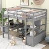 Quarte Versatile Wooden Twin Size Loft Bed with Built-in Desk and 3 Drawers,Storage Shelves and Guardrails,for Kids Boys Girls Teens Adults Bedroom Use (Gray@N) view 4
