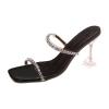 CsgrFagr Fashion Square Toe Rhinestone Decoration Sexy Summer New Open Toe High Heel Shoes Plus Size Sandals Wide Width (Black, 9) view 1