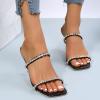 CsgrFagr Fashion Square Toe Rhinestone Decoration Sexy Summer New Open Toe High Heel Shoes Plus Size Sandals Wide Width (Black, 9) view 3