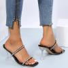 CsgrFagr Fashion Square Toe Rhinestone Decoration Sexy Summer New Open Toe High Heel Shoes Plus Size Sandals Wide Width (Black, 9) view 4