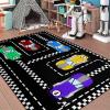 CAFCIOYG Race Car Rug for Kids Bedroom Play Mat, Car Carpet for Kids Race Track Rug for Boys Room with Roads and Tracks Track Carpet for Boys Room Decor, Black, 4'5' view 4