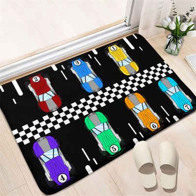 CAFCIOYG Race Car Rug for Kids Bedroom Play Mat, Car Carpet for Kids Race Track Rug for Boys Room with Roads and Tracks Track Carpet for Boys Room Decor, Black, 2'3'