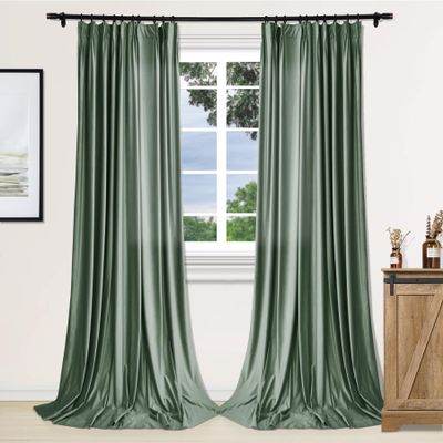 Fcosie Velvet Drapery Panels Pinch Pleat Drapes for Living Room, W 72 x L 102 Inches (1 Panel), Thermal Insulated Room Darkening Curtains for Bedroom, Noise Reducing Curtains for Window, Bottle Green