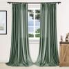 Fcosie Velvet Drapery Panels Pinch Pleat Drapes for Living Room, W 72 x L 102 Inches (1 Panel), Thermal Insulated Room Darkening Curtains for Bedroom, Noise Reducing Curtains for Window, Bottle Green view 1