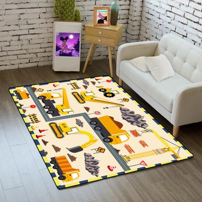 CAFCIOYG Construction Rugs for Boys Room Car Rug Play Mat Car Carpet for Kids Construction Decor for Boys Room Playroom Livingroom, 2'3'